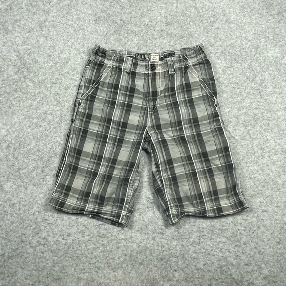 BKE Casuals Athletic Flat Front Shorts‎ Mens 32 Black Plaid Check Chino Shorts - Picture 1 of 8